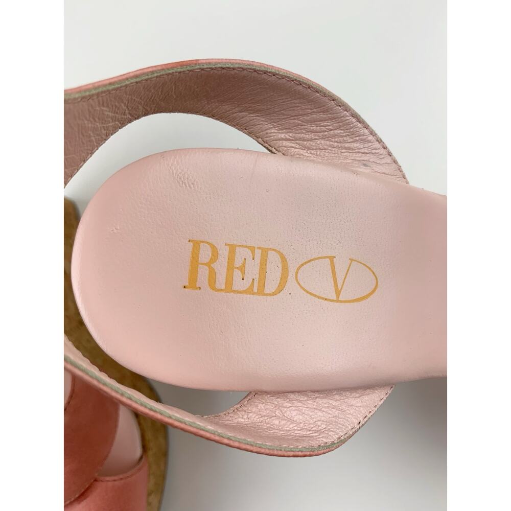 Red Valentino Wedge Platform Sandals Pink Leather High Heel Women's 40 US 10 - Picture 5 of 12